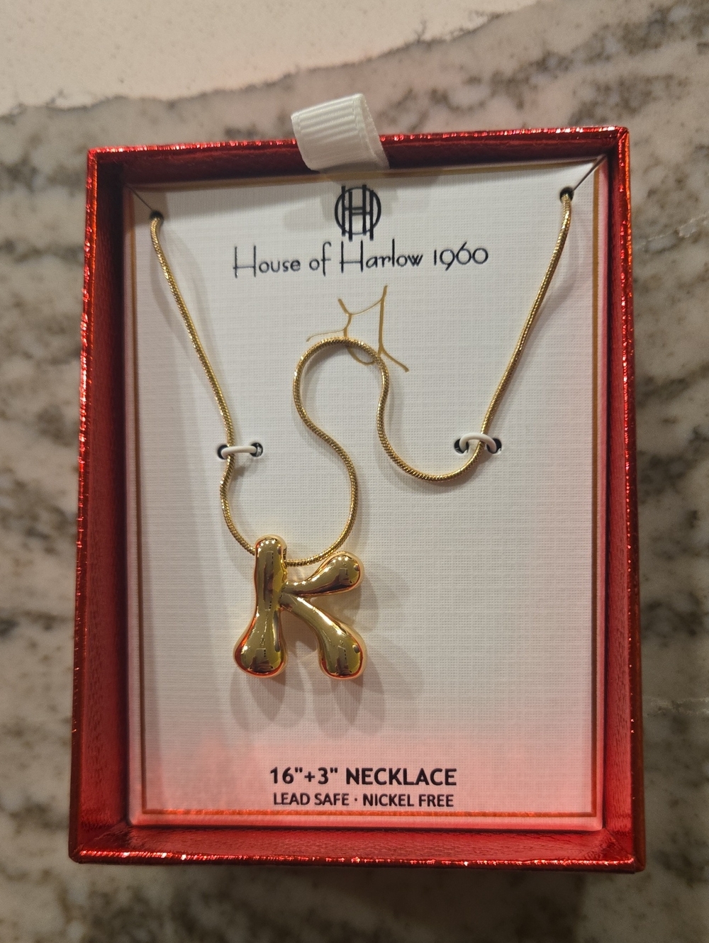 House of Harlow 1960 Gold K Initial Pendant Necklace